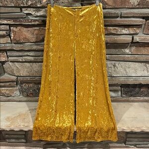 Velvet Gold Wide-Leg Pants